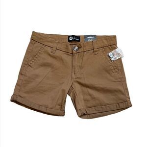 NWT Tan Chino Cotton Stretch Mid Rise Casual Cuffed Short 1